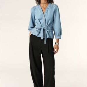 ba&sh Light Blue Denim Top